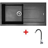 Sinks Amanda 990 Metalblack + Elasta stainless steel/black - Kitchen Sink and Tap Set