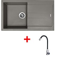 Sinks Amanda 860 Truffle + Elasta stainless steel/black - Kitchen Sink and Tap Set