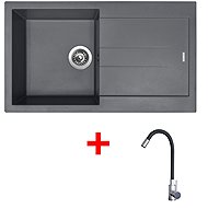 Sinks Amanda 860 Titanium + Elasta stainless steel/black - Kitchen Sink and Tap Set