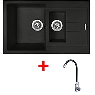 Sinks Amanda 780.1 Metalblack + Elasta stainless steel/black - Kitchen Sink and Tap Set