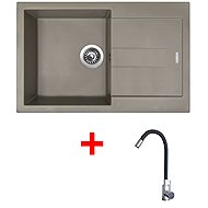 Sinks Amanda 780 Truffle + Elasta stainless steel/black - Kitchen Sink and Tap Set