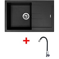 Sinks Amanda 780 Pureblack + Elasta stainless steel/black - Kitchen Sink and Tap Set