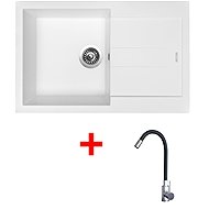 Sinks Amanda 780 Milk + Elasta stainless steel/black - Kitchen Sink and Tap Set