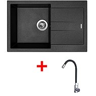 Sinks Amanda 780 Metalblack + Elasta stainless steel/black - Kitchen Sink and Tap Set