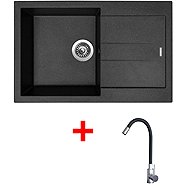 Sinks Amanda 780 Granblack + Elasta stainless steel/black - Kitchen Sink and Tap Set