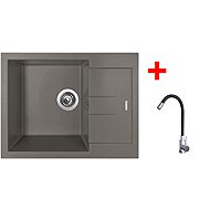 Sinks Amanda 650 Truffle + Elasta stainless steel/black - Kitchen Sink and Tap Set