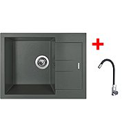 Sinks Amanda 650 Titanium + Elasta stainless steel/black - Kitchen Sink and Tap Set