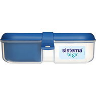 Sistema Ribbon Lunch To Go Lunch Box with Yoghurt Container 1,1 l, 3 compartments, blue - Lunch Box