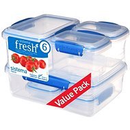 SISTEMA KLIP IT 6 Food Storage Containers, Blue Clips, (2 x 200ml, 2 x 400ml, 1 x 1l, 1 x 2l) - Food Container Set