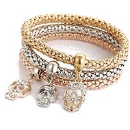 Silver Star flexible bracelet made of surgical steel, 3 pieces of skulls - Bracelet