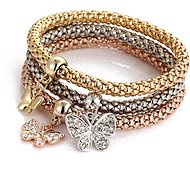 Silver Star flexible bracelet made of surgical steel, 3 pieces butterflies - Bracelet