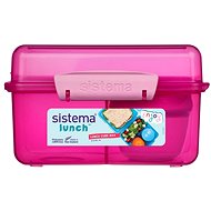 Sistema Three-chamber yoghurt box with double lid 2 l, pink - Lunch Box