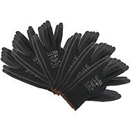 SIXTOL poliészter félig mártott munkavédelmi kesztyű PU, Glove PE-PU, fekete, 6 pár - Munkakesztyű