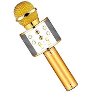 Karaoke bluetooth microphone with round speaker, gold - Microphone