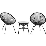 3-piece garden dining set PVC rattan black, 312166 - Garden Furniture