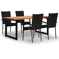 5-piece garden dining set polyrattan black , 3070682 - Garden Furniture