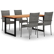 5-piece garden dining set polyrattan grey , 3070683 - Garden Furniture