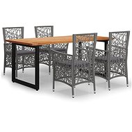 5-piece garden dining set with cushions polyrattan grey , 3070686 - Garden Furniture