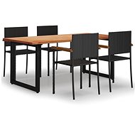 5-piece garden dining set polyrattan black , 3070689 - Garden Furniture