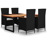 5-piece garden dining set with cushions polyrattan black , 3070690 - Garden Furniture