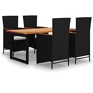 5-piece garden dining set with cushions polyrattan black , 3070693 - Garden Furniture