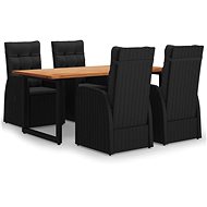 5-piece garden dining set with cushions polyrattan black , 3070697 - Garden Furniture