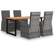5-piece garden dining set with cushions polyrattan grey , 3070698 - Garden Furniture