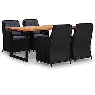 5-piece garden dining set with cushions polyrattan black , 3070703 - Garden Furniture