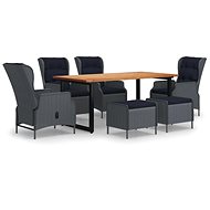 7-piece garden dining set with cushions polyrattan dark grey , 3070704 - Garden Furniture