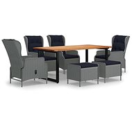 7-piece garden dining set with cushions polyrattan light grey , 3070705 - Garden Furniture