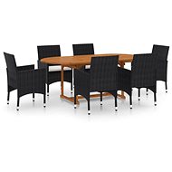 7-piece garden dining set polyrattan black, 3070751 - Garden Furniture