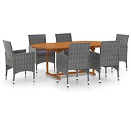 7-piece garden dining set polyrattan grey, 3070752 - Garden Furniture
