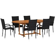 7-piece garden dining set polyrattan black , 3070758 - Garden Furniture
