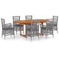 7-piece garden dining set polyrattan grey, 3070762 - Garden Furniture