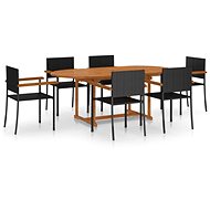 7-piece garden dining set polyrattan black , 3070765 - Garden Furniture