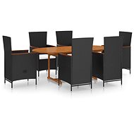 7-piece garden dining set polyrattan black , 3070766 - Garden Furniture