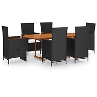 7-piece garden dining set polyrattan black, 3070769 - Garden Furniture