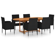 7-piece garden dining set polyrattan black, 3070774 - Garden Furniture