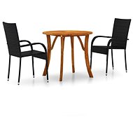 3-piece garden dining set black, 3071749 - Garden Furniture