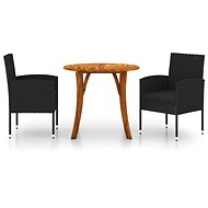 3-piece garden dining set black, 3071790 - Garden Furniture