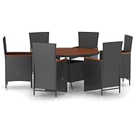 7-piece garden dining set with cushions polyrattan black, 3059363 - Garden Furniture