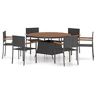 7-piece garden dining set polyrattan black, 3059367 - Garden Furniture