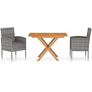 3-piece garden dining set polyrattan and solid acacia wood, 3059462 - Garden Furniture