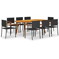 9-piece garden dining set black, 3072076 - Garden Furniture