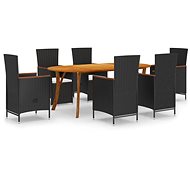 7-piece garden dining set black, 3072081 - Garden Furniture