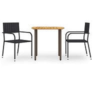 3-piece garden dining set polyrattan black, 3072487 - Garden Furniture