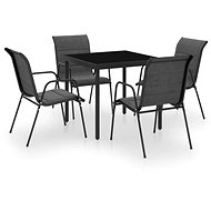 5 Piece Garden Dining Set Steel Black, 3073484 - Garden Furniture