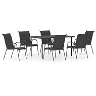 7 Piece Garden Dining Set Steel Black, 3073480 - Garden Furniture