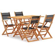 5-piece garden dining set black solid eucalyptus wood, 3086958 - Garden Furniture