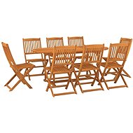9-piece garden dining set solid acacia wood, 3086973 - Garden Furniture